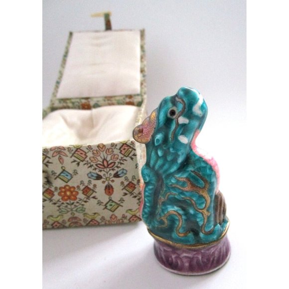 VTG Asian Porcelain QiLin Animal Unicorn Figurine with Box - Blessings & Luck - Picture 3 of 16